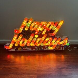 Vintage 90’s Lighted Greetings Hard Plastic Sign